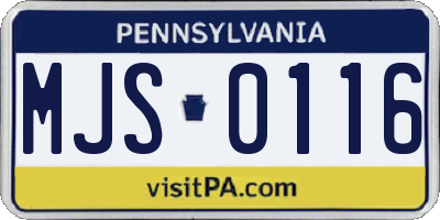 PA license plate MJS0116