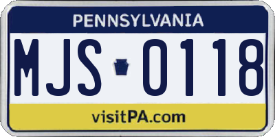 PA license plate MJS0118