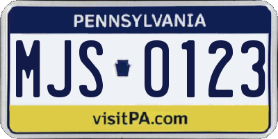PA license plate MJS0123