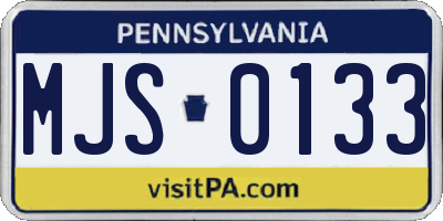 PA license plate MJS0133