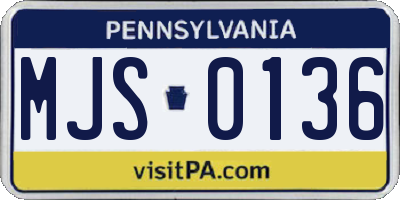 PA license plate MJS0136