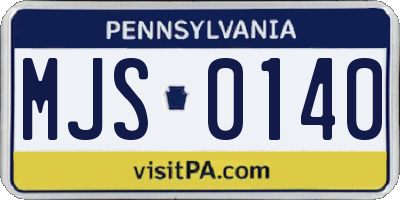 PA license plate MJS0140