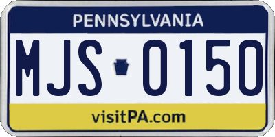 PA license plate MJS0150
