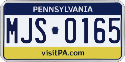PA license plate MJS0165