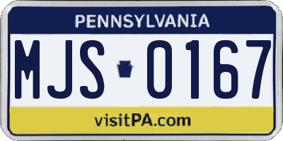 PA license plate MJS0167