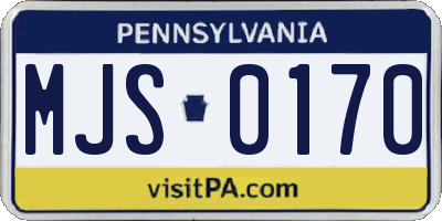 PA license plate MJS0170