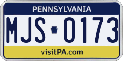 PA license plate MJS0173