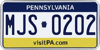 PA license plate MJS0202