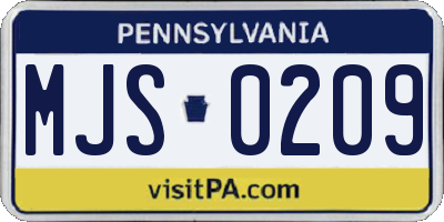 PA license plate MJS0209