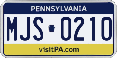 PA license plate MJS0210