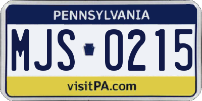 PA license plate MJS0215