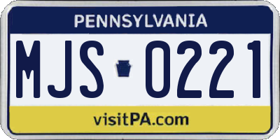 PA license plate MJS0221