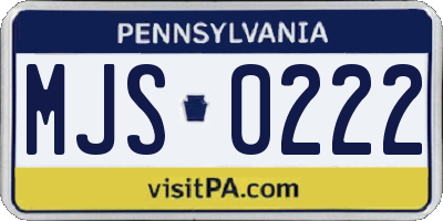 PA license plate MJS0222