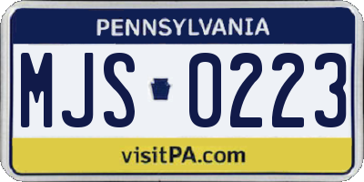 PA license plate MJS0223