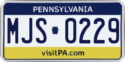 PA license plate MJS0229