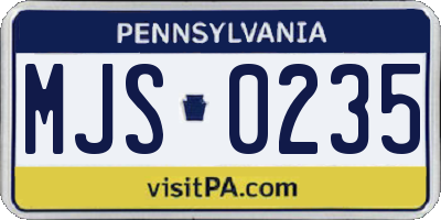 PA license plate MJS0235