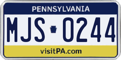 PA license plate MJS0244