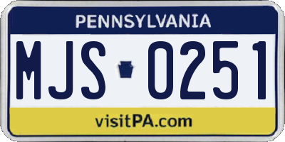 PA license plate MJS0251
