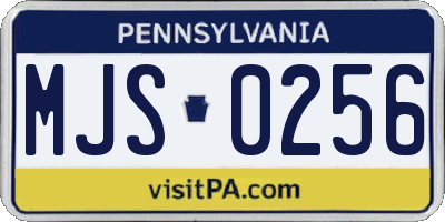 PA license plate MJS0256