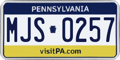 PA license plate MJS0257