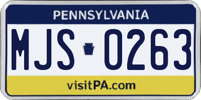 PA license plate MJS0263