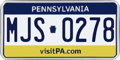 PA license plate MJS0278