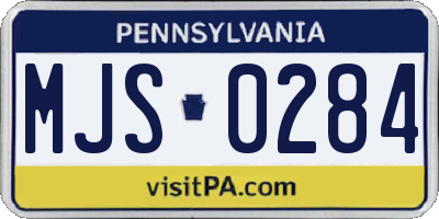PA license plate MJS0284