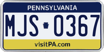 PA license plate MJS0367