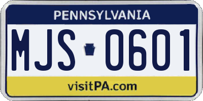 PA license plate MJS0601