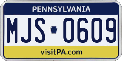 PA license plate MJS0609