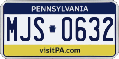 PA license plate MJS0632