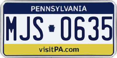 PA license plate MJS0635