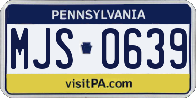 PA license plate MJS0639