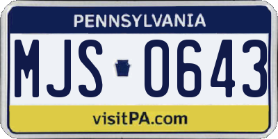 PA license plate MJS0643