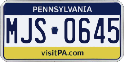 PA license plate MJS0645