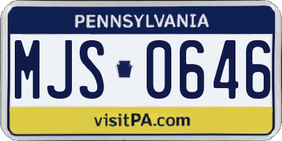 PA license plate MJS0646