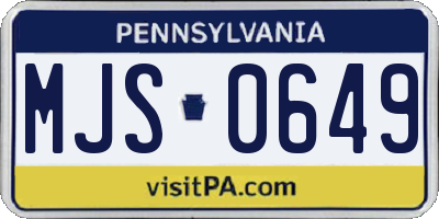 PA license plate MJS0649