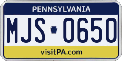 PA license plate MJS0650