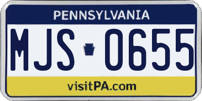 PA license plate MJS0655