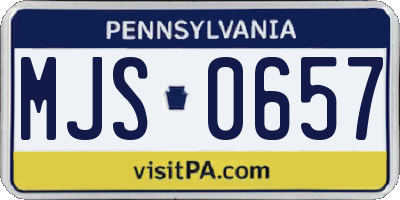 PA license plate MJS0657