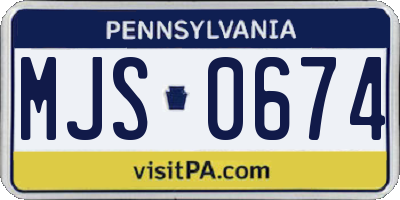 PA license plate MJS0674