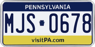 PA license plate MJS0678