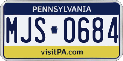 PA license plate MJS0684