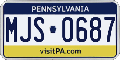 PA license plate MJS0687