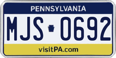 PA license plate MJS0692