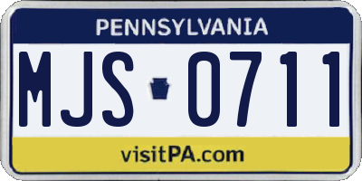 PA license plate MJS0711