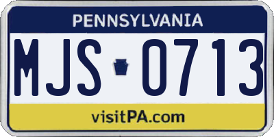 PA license plate MJS0713