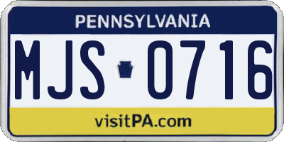 PA license plate MJS0716