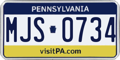 PA license plate MJS0734