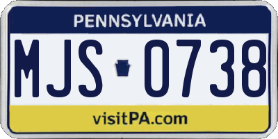 PA license plate MJS0738